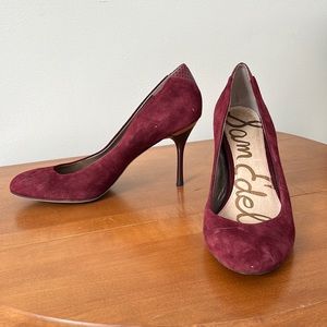♥️Sam Edelman Burgundy Suede Heels